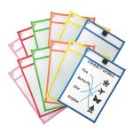 Pochettes rutilisables effaables a sec, sac transparent pour ecriture et dessin, brosse sche, pochette ...