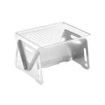 Pole a cartes pliable en acier inoxydable, bbq a bois, fournitures de camping, portable, a charbon