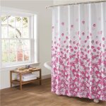 Polki - rideau de douche epais en tissu impermable avec 12 anneaux de rideau de douche lavable 240 x ...