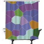 Polki - rideau de douche - pentagone hexagonal formes et couleurs esthtiques - 180 x 200 cm - lavable ...