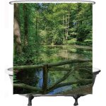 Polki - rideau de douche - pont nature arbres d'eau - 180 x 200 cm - lavable - anti moisissure - avec ...