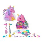 Polly pocket - coffret salon de coiffure licorne arc - en - ciel - t�te a coiffer - 4 ans et +
