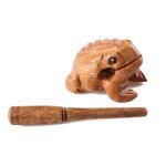 Porte - bonheur grenouille jouets a percussion, instrument de musique, claquettes d'animaux en bois, ...
