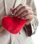 Porte - cls coeur en peluche rouge ysk2159