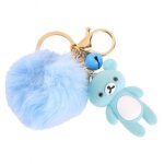 Porte - cls ours en peluche avec pompon bleu ysk1943