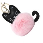 Porte - cls en peluche chat joyeux, rose