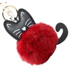 Porte - cls en peluche chat joyeux, rouge