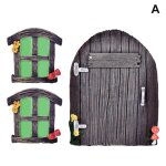 Porte et fen�tre f�eriques pour arbres, ornement d'ext�rieur en r�sine lumineuse, accessoires d'art f�erique ...