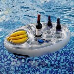 Porte verre piscine gonflable bar flottant piscine avec 8 trous, support gonflable de boisson portable ...