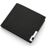 Portefeuille court en cuir pu pour hommes, simple, couleur unie, mode, argent fin, porte - carte de crdit, ...