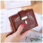 Portefeuille pliable en cuir pour femmes, pochette porte - cartes, kaki, mini sac a main mignon