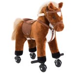 Porteur cheval pour enfant + 36 mois effet sonore repose - pieds poignes marron blanc