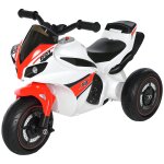 Porteur enfants moto de course effets musicaux et lumineux coffre rangement rouge blanc
