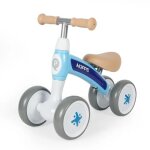 Porteur qplay hopps 4 roues 50x23x40 cm bleu - devessport - enfant - si�ge rembourr�