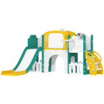 Portique aire de jeu enfant 7 en 1 hdpe blanc jaune vert