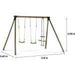 Portique bois  lana  - avec 2 balanoires et 1 vis - a - vis