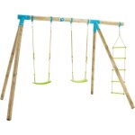 Portique gineste tp toys 2 balancoires / echelle corde / kit d'ancrage h. 209 cm Portique gineste tp toys 2 balancoires / echelle corde / kit d'ancrage h. 209 cm