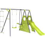 Portique de jeu m�tal avec toboggan  dany  - 5 agr�s - vert