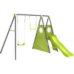 Portique de jeu en m�tal avec toboggan  kylian  - 4 agr�s - vert
