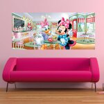 Poster géant minnie & daisy au salon de thé disney intisse 202x90 cm - enfants Poster géant minnie & daisy au salon de thé disney intisse 202x90 cm - enfants