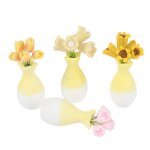 Pot de fleurs jaune miniature 1:12 pour maison de poup�e, 1 pi�ce, vase, mod�le de meubles, accessoires ...