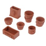 Pot de fleur de paysage miniature en rsine 1:12, 7 pices / ensemble, maison de poupe, jardin, jouet ...