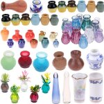 Pot de fleurs vintage en porcelaine, 1 / 2 / 5 / 6 pi�ces / lot, vase fait a la main, echelle 1:12, accessoire ...
