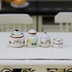 Pots miniatures en porcelaine blanche 1 / 12 pour maison de poup�e, pots d'assaisonnement de cuisine, ...