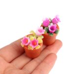 Pot de plantes miniatures 1:12 pour maison de poup�e, 1 pi�ce, plantes en pot, mod�le de fleur, meubles ...