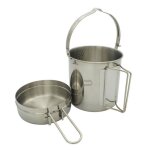 Pot suspendu en acier inoxydable, randonnée camping, poignée pliante, ustensiles de cuisine, vaisselle ... Pot suspendu en acier inoxydable, randonnée camping, poignée pliante, ustensiles de cuisine, vaisselle ...
