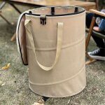 Poubelle de camping pliable et portable, d'extrieur, fournitures camping, sac rangement jardin noir