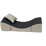 Pouf dpliant, fauteuil 3 en 1: pouf, chaise longue, table pour enfants gris - beige