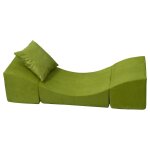 Pouf dpliant, fauteuil 3 en 1: pouf, chaise longue, table pour enfants vert