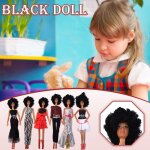 Poupe afro - amricaine noire de 32cm pour bbs filles, avec bandeau, barboteuse orange, poupes de ...