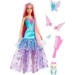 Poup�e barbie - barbie - malibu a touch of magic - cheveux longs 18 cm - robe fantaisie - animaux inclus ...