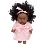 Poup�e de b�b� fille noire africaine de 20cm, avec robe � noeud papillon, adorable, r�aliste, jouets ...