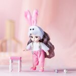 Poup�e bjd a joint flexible, 13, 16cm, 1 / 12, avec robe et chaussures, perruque longue, cheveux, a la ...