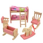 Poupe en bois ensemble de lit superpos meubles maison de poupe miniature pour enfants enfant jouet ...
