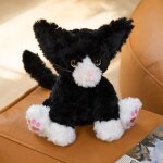 Poupe chat garfield en peluche pour filles et enfants chat devon assis - noir et blanc - hauteur assise ...