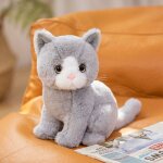 Poupe chat garfield en peluche pour filles et enfants chat rural assis - gris - hauteur assise 26 cm ...