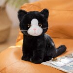 Poupe chat garfield en peluche pour filles et enfants chat rural assis - noir et blanc - hauteur assise ...