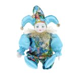 Poup�e de clown a pied suspendu en porcelaine, accessoire de d�coration de 33cm