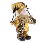 Poupes a collectionner en porcelaine de 16cm de haut, poupe harlequoin en costume d'or, cadeaux cratifs ...
