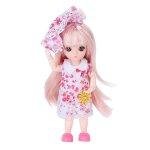Poupe mohair synthtique avec perruque pour filles, maquillage vif, avec longues articulations mobiles, ...