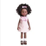 Poup�e noire douce pour b�b� fille, cheveux boucl�s de 14. 5 pouces, v�tements lavables, bandeau a la ...