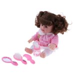 Poup�e pour nouveau - n� fille parlant, 30cm, rose, avec sac a dos, biberon d'allaitement, miroir, cadeau ...