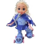 Poupe de patins a glace princesse, jouet avec musique et lumires, rose et bleu, conduite electrique ...