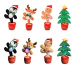 Poup�e en peluche electronique de no�l pour enfants, jouet educatif interactif, danse, chant, secouement ...