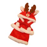 Poup�e en peluche lapin au bord de la baie, jouet, mouton assis dans une cape d'�lan, avec v�tements, ...