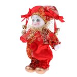 Poupes en porcelaine a collectionner, 16cm, grande poupe harlequoin en costume rouge
